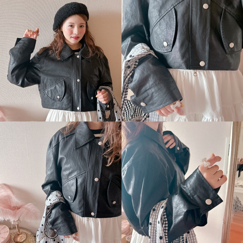 ★Volumeフェイクレザージャケット