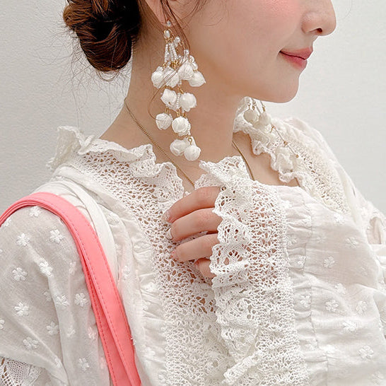 White Muguet Drop-ピアス/イヤリング – Saha by elliee