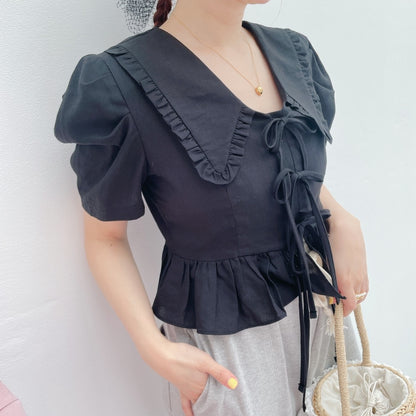★パフスリーブRibbonブラウス