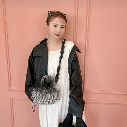 ミニフリルバッグ Tweedy Bebe【ブラック×ホワイト】1サイズ