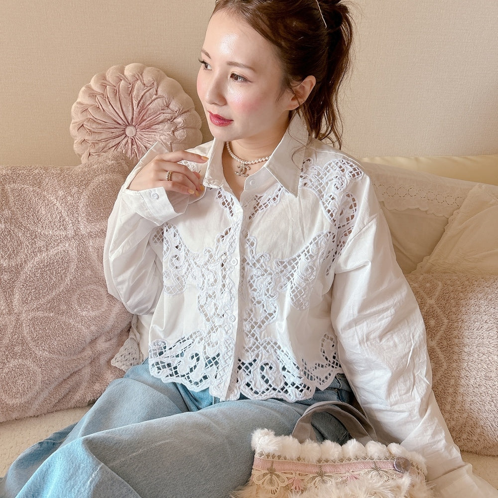 ★Croppedレースシャツ