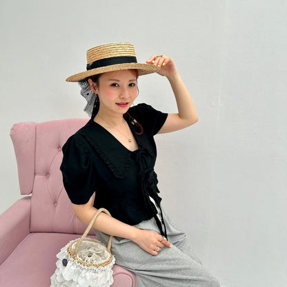 ★パフスリーブRibbonブラウス