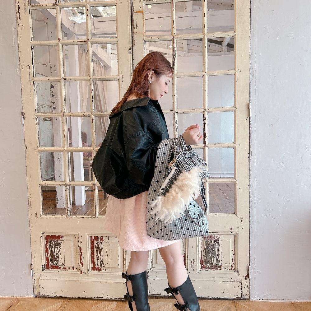 ポーチ付バッグ Balloon Marche【ギンガム/大ドット】