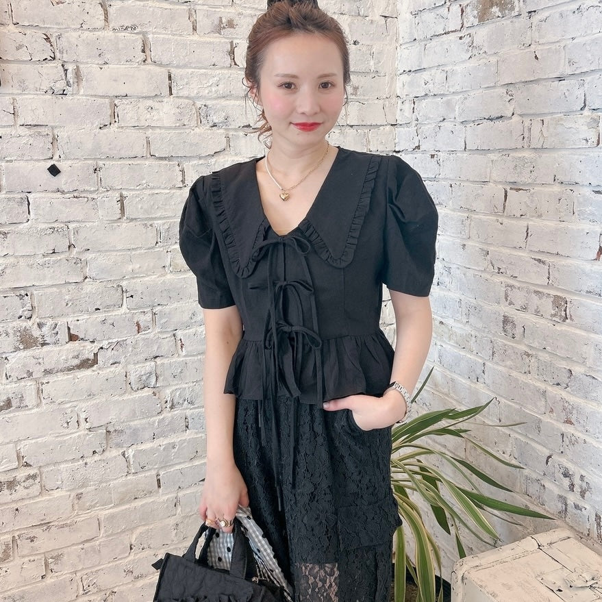 ★パフスリーブRibbonブラウス