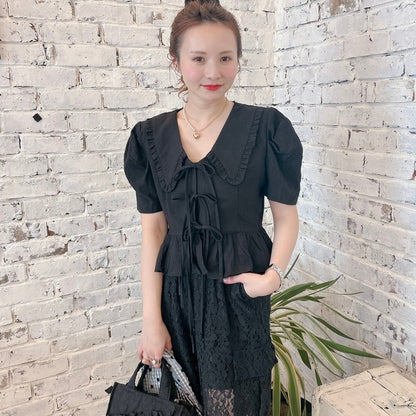 ★パフスリーブRibbonブラウス