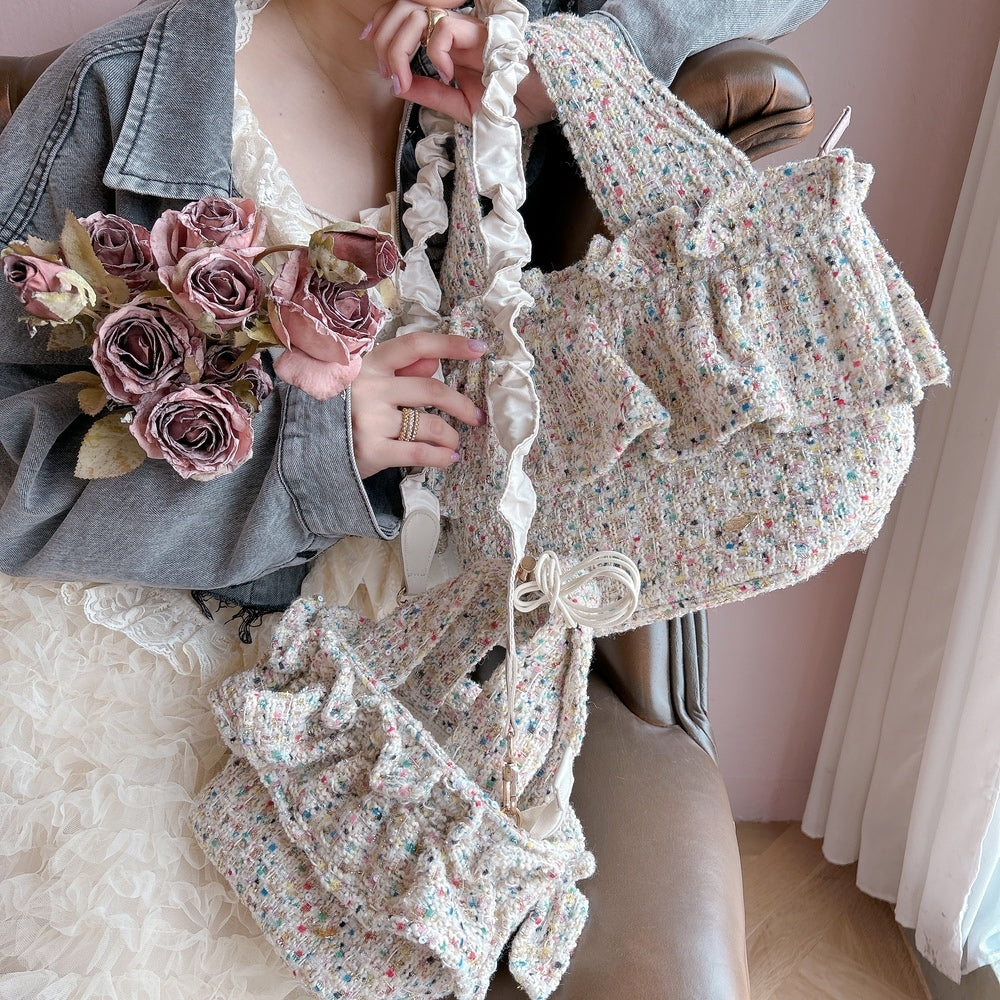 フリルバッグ Tweedy Bebe【ミックスホワイト】2サイズ