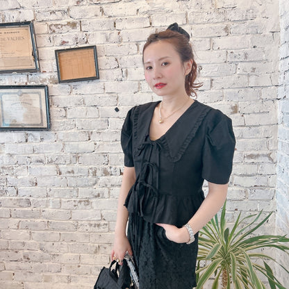 ★パフスリーブRibbonブラウス