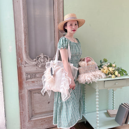 ★Ginghamシャーリングワンピース