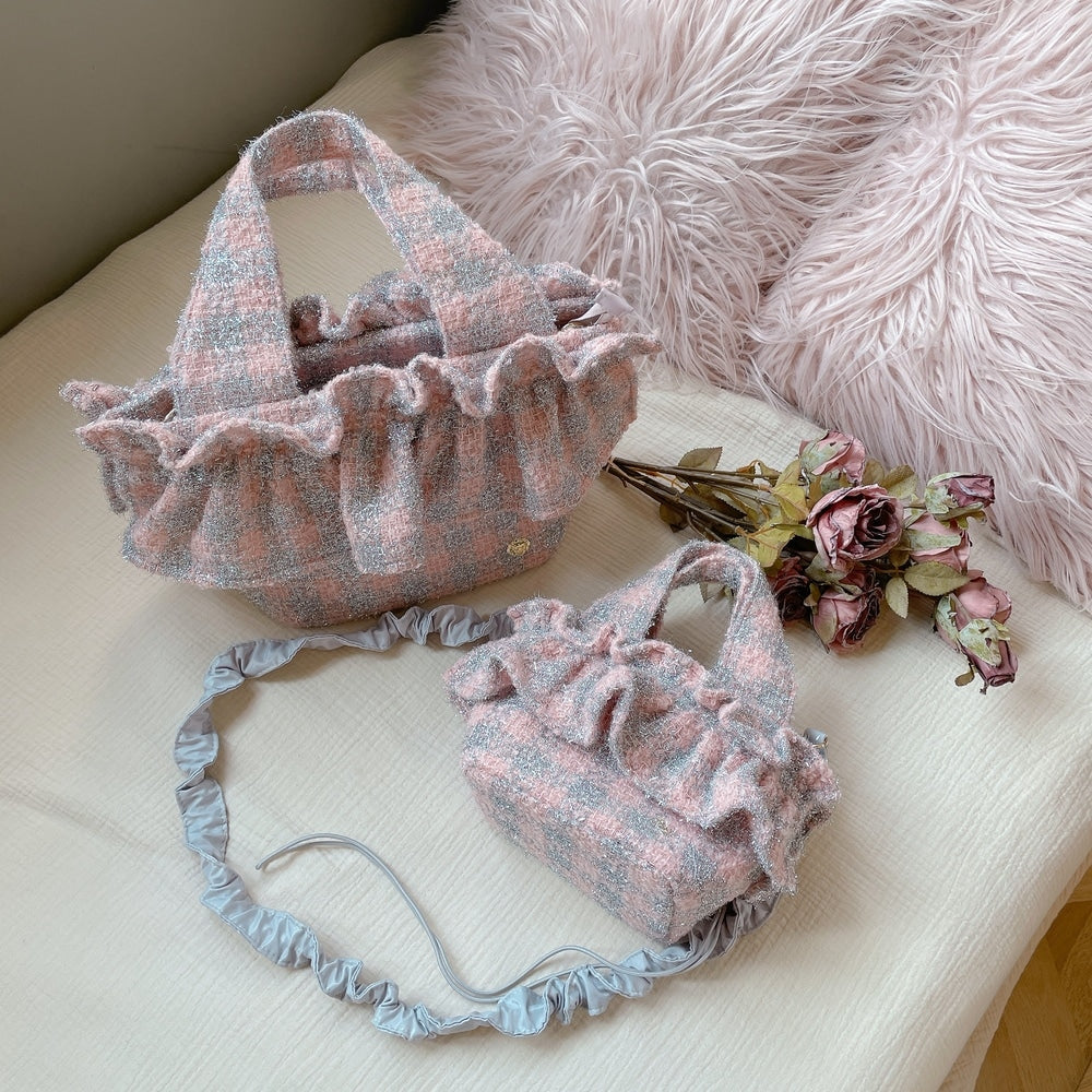 フリルバッグ Tweedy Bebe【ピーチ×シルバー】2サイズ