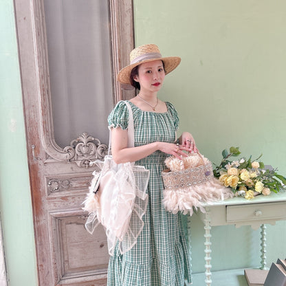 ★Ginghamシャーリングワンピース