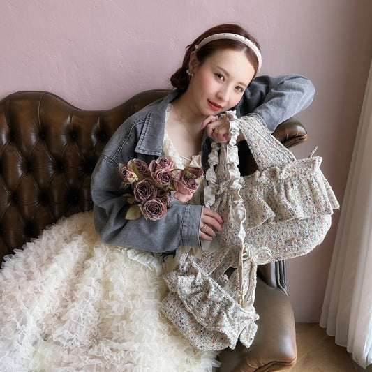 フリルバッグ Tweedy Bebe【ミックスホワイト】2サイズ