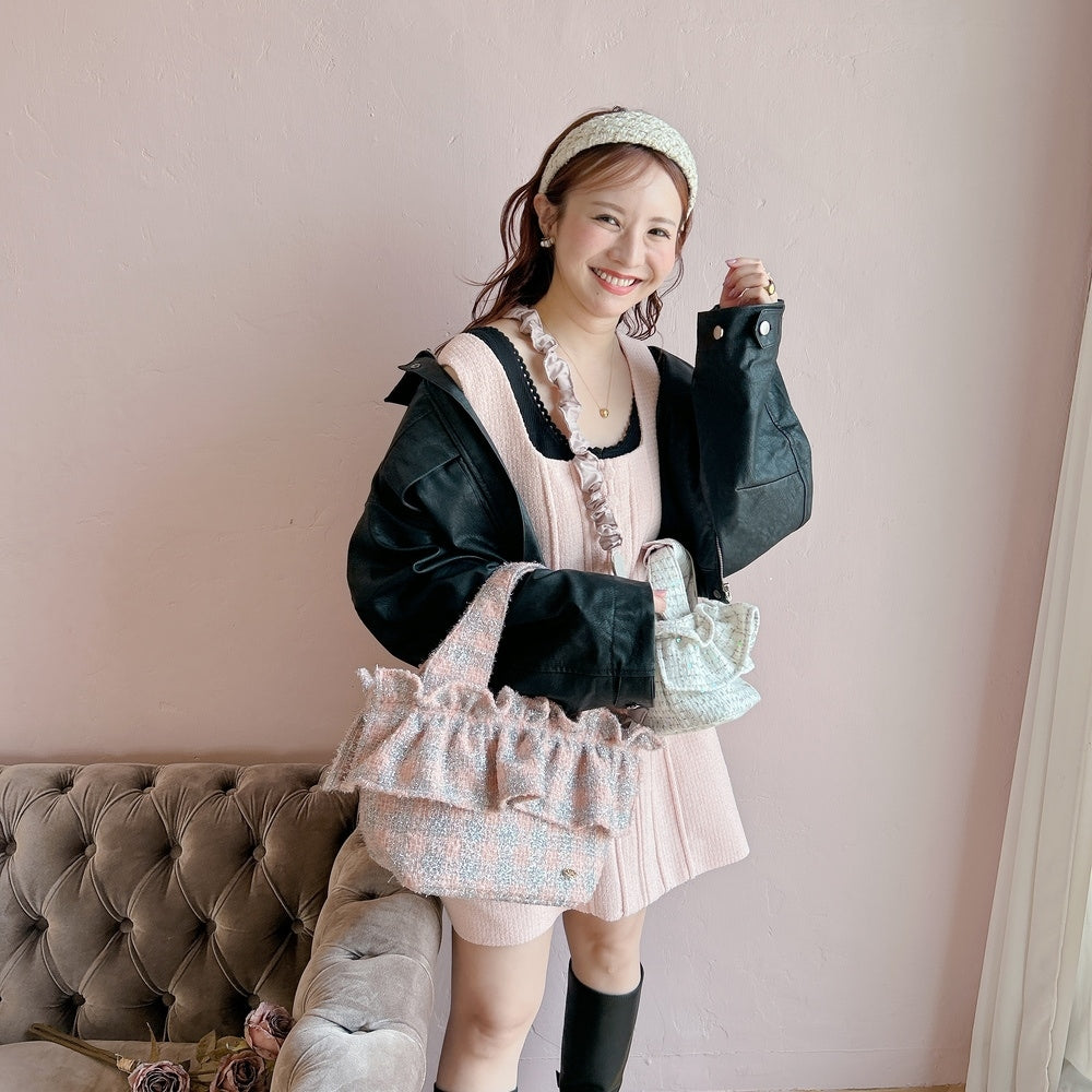 フリルバッグ Tweedy Bebe【ピーチ×シルバー】2サイズ