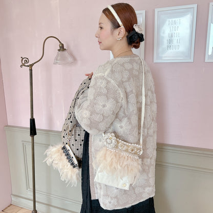 ミニサコッシュ Wintry Meghan アイボリー＆ホワイト