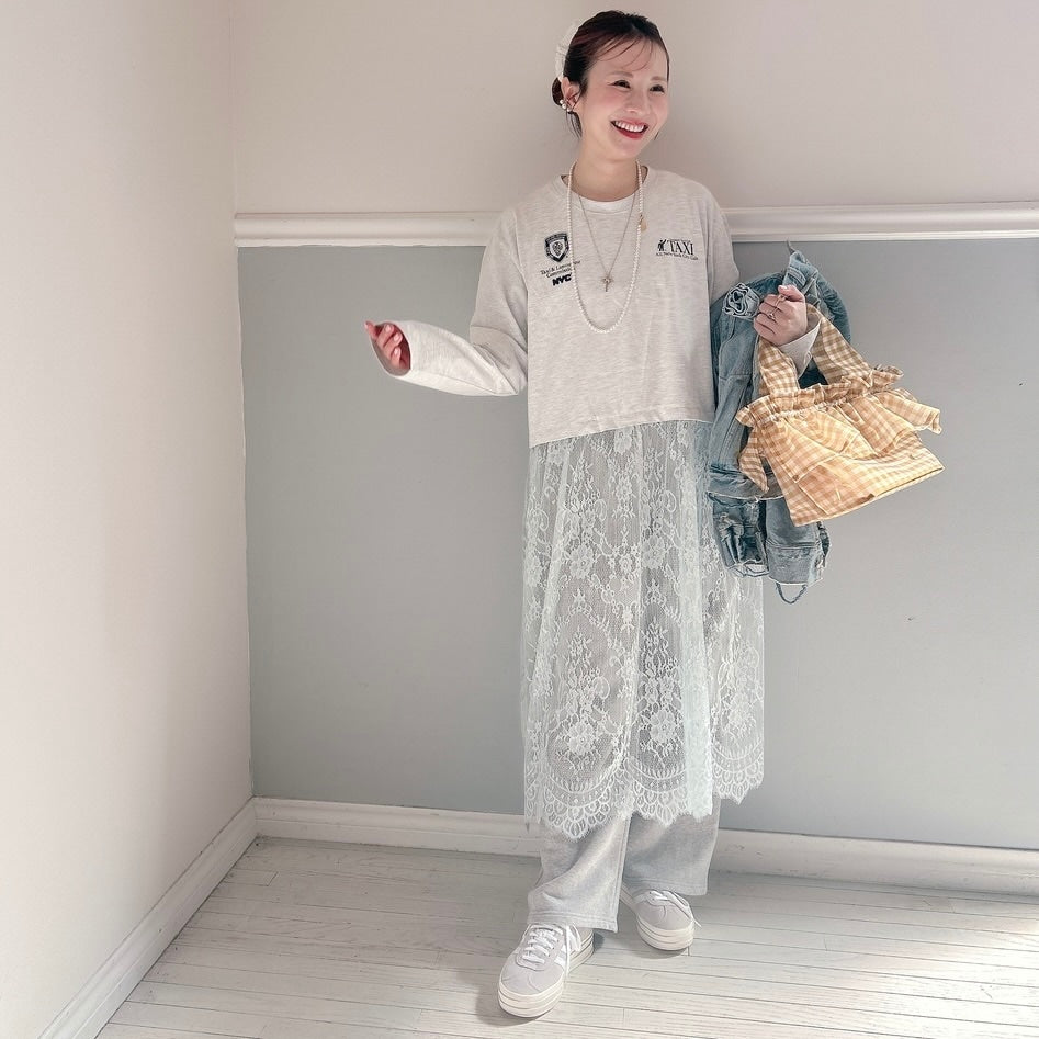 ★SheerレースロンTワンピ