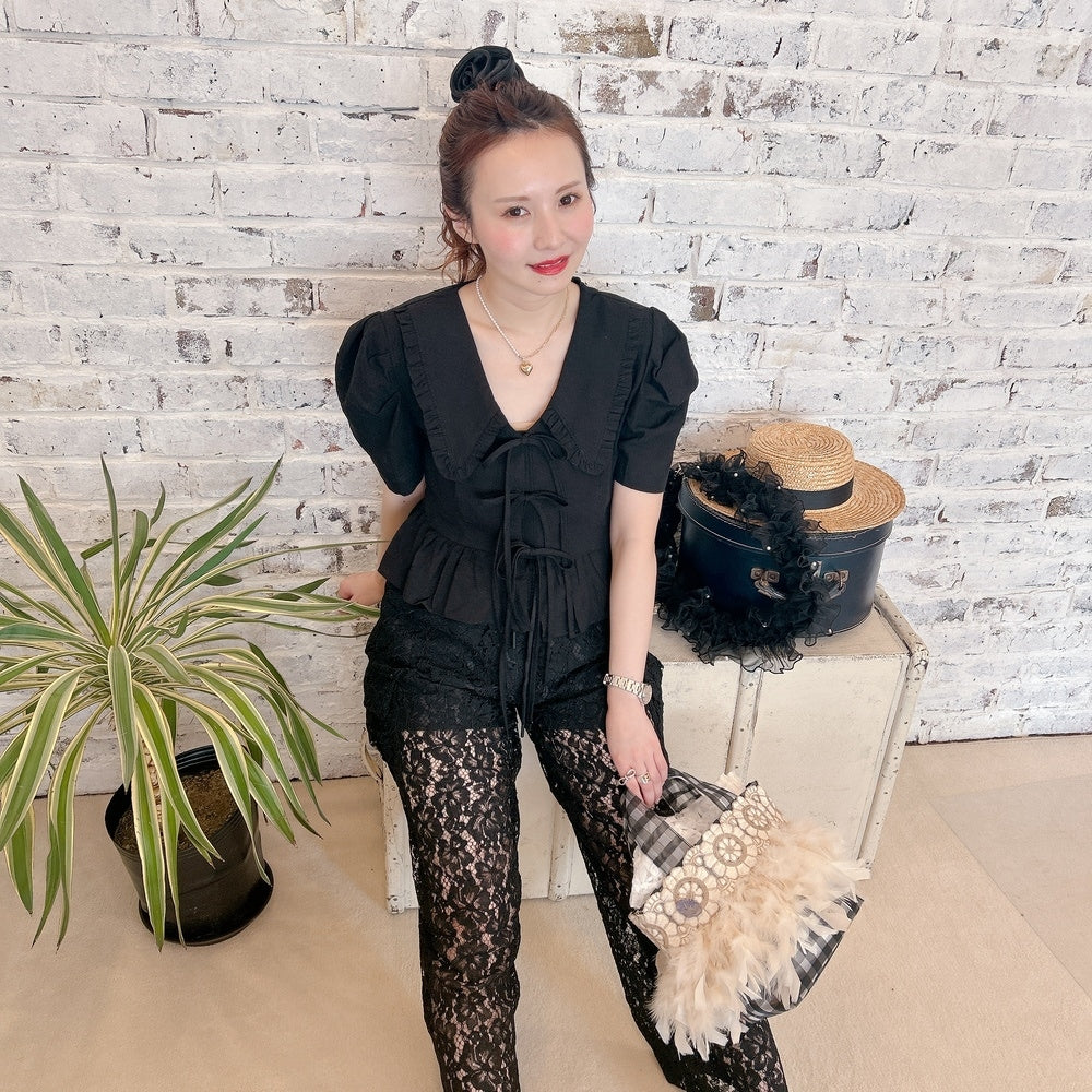 ★パフスリーブRibbonブラウス