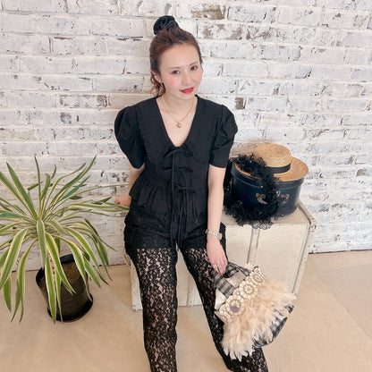 ★パフスリーブRibbonブラウス