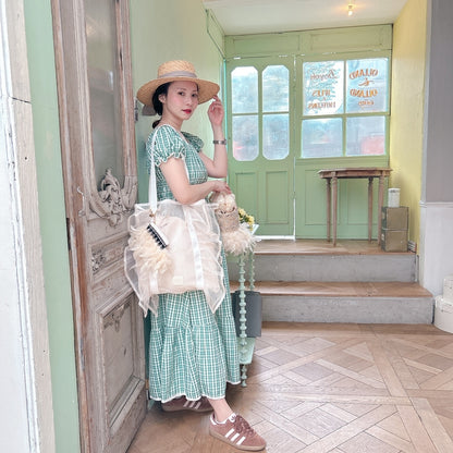 ★Ginghamシャーリングワンピース