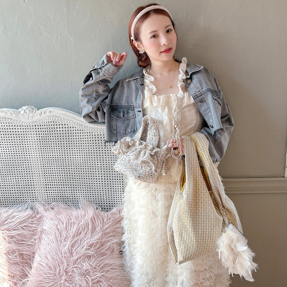 フリルバッグ Tweedy Bebe【ミックスホワイト】2サイズ