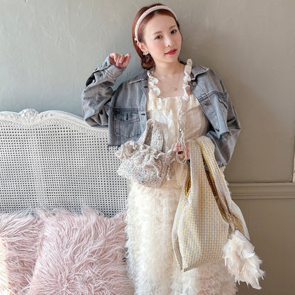 フリルバッグ Tweedy Bebe【ミックスホワイト】2サイズ