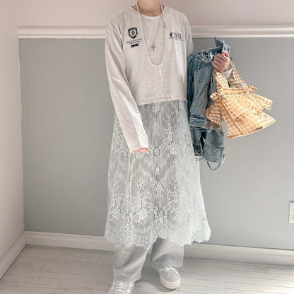 ★SheerレースロンTワンピ