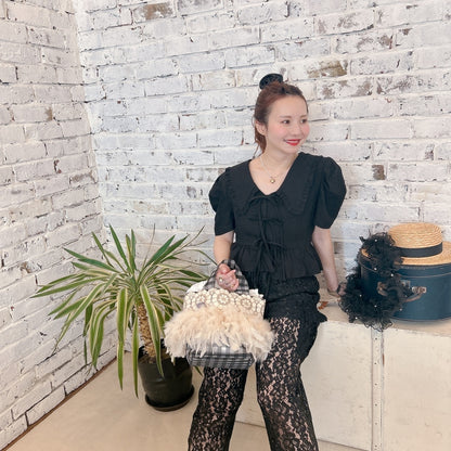 ★パフスリーブRibbonブラウス