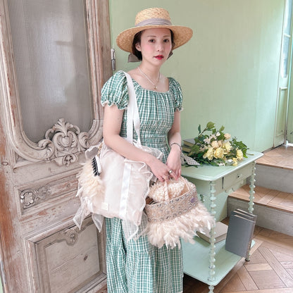 ★Ginghamシャーリングワンピース