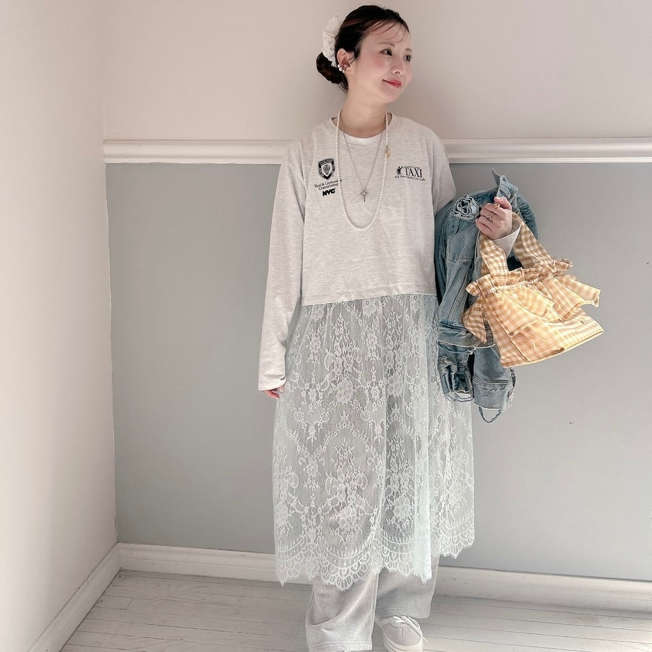 ★SheerレースロンTワンピ