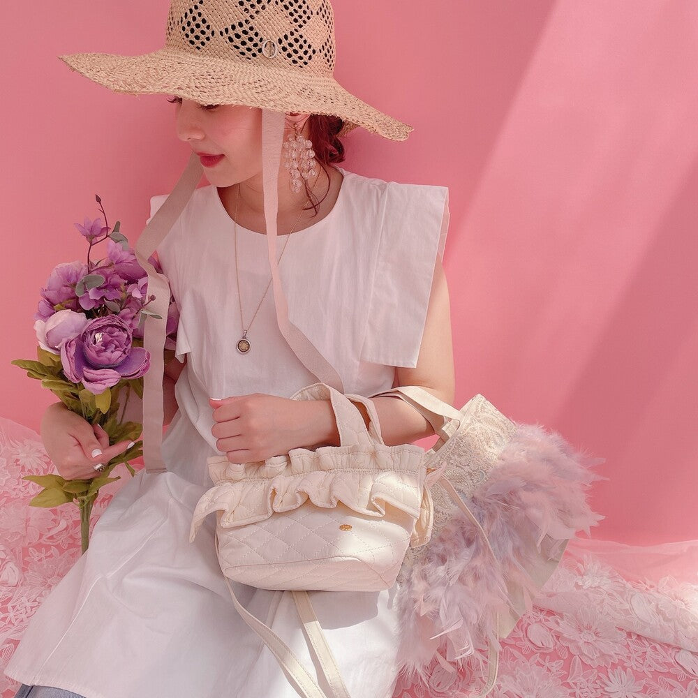 ミニフリルバッグ Quilting Frill Bebe【バニラ/ホットピンク/カーキ/ギンガム/ラベンダー/ミルクティ】