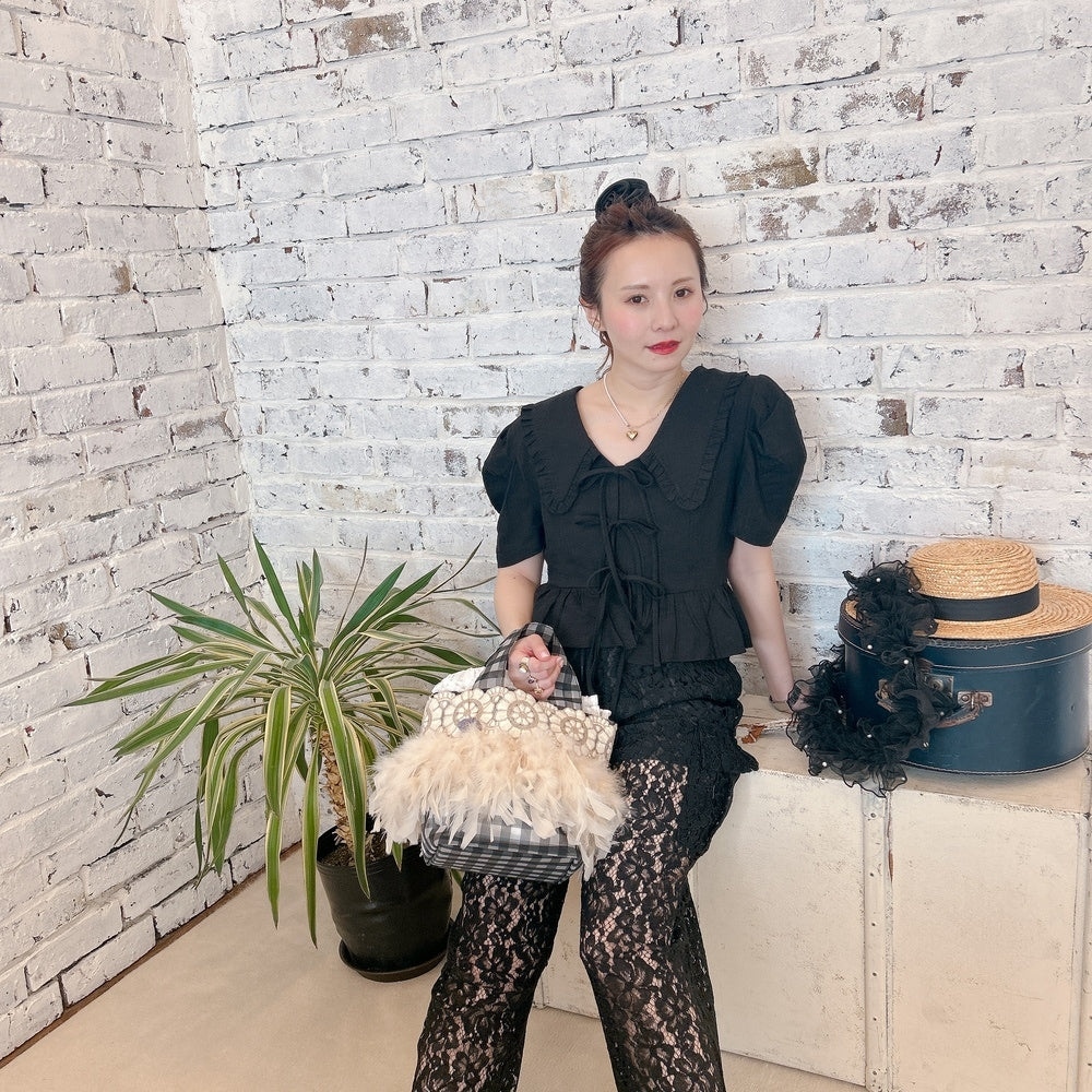 ★パフスリーブRibbonブラウス