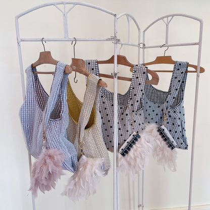 ポーチ付バッグ Balloon Marche【ギンガム/大ドット】