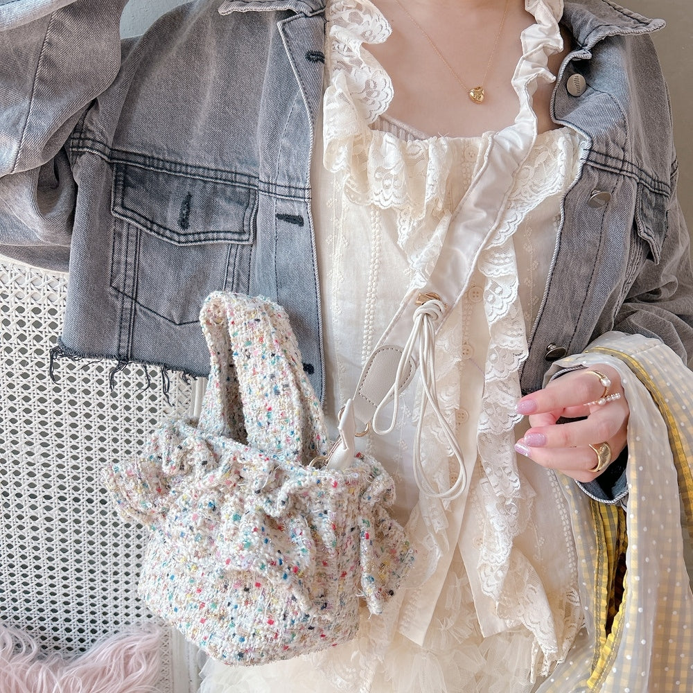 フリルバッグ Tweedy Bebe【ミックスホワイト】2サイズ