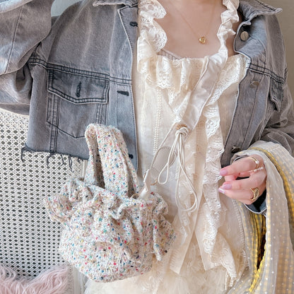 フリルバッグ Tweedy Bebe【ミックスホワイト】2サイズ