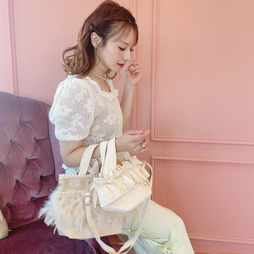 ミニフリルバッグ Quilting Frill Bebe【バニラ/ホットピンク/カーキ/ギンガム/ラベンダー/ミルクティ】