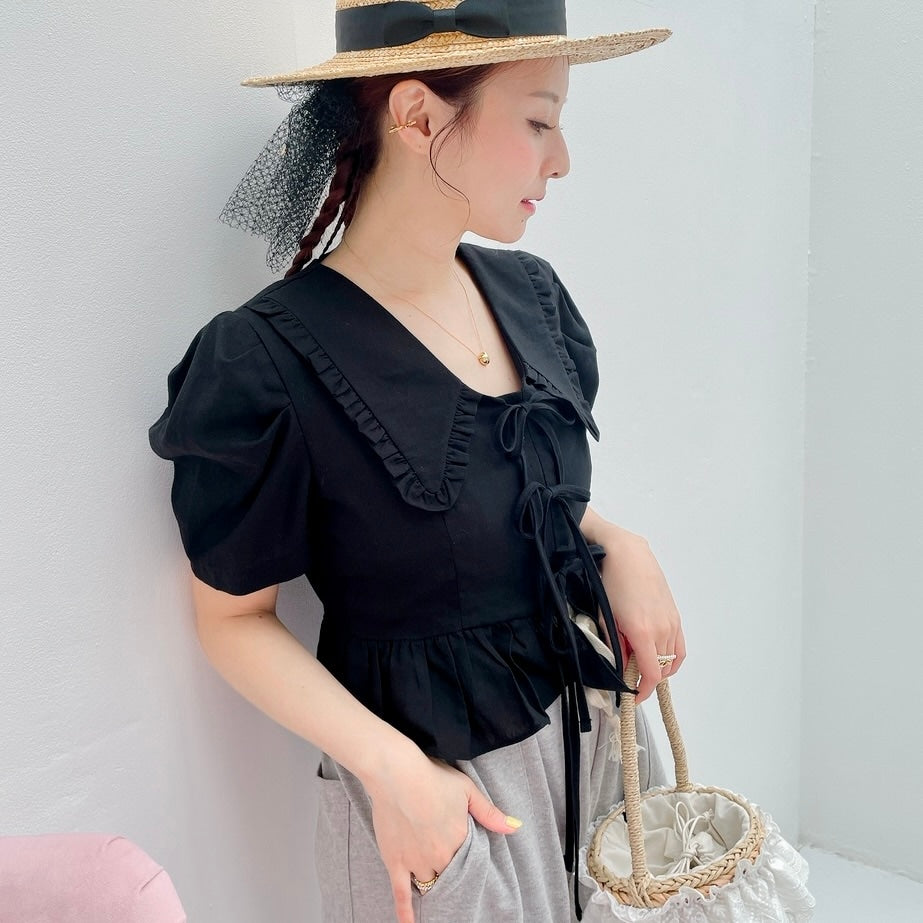 ★パフスリーブRibbonブラウス