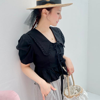 ★パフスリーブRibbonブラウス