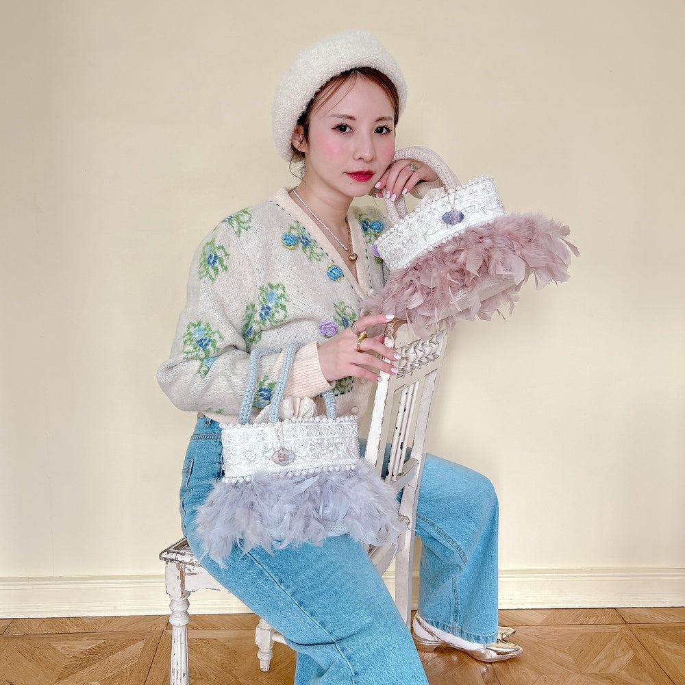 saha by elliee ニットトート Wintry Meghan Fluffyニットバッグ 