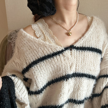 ハートアシメパールネックレス