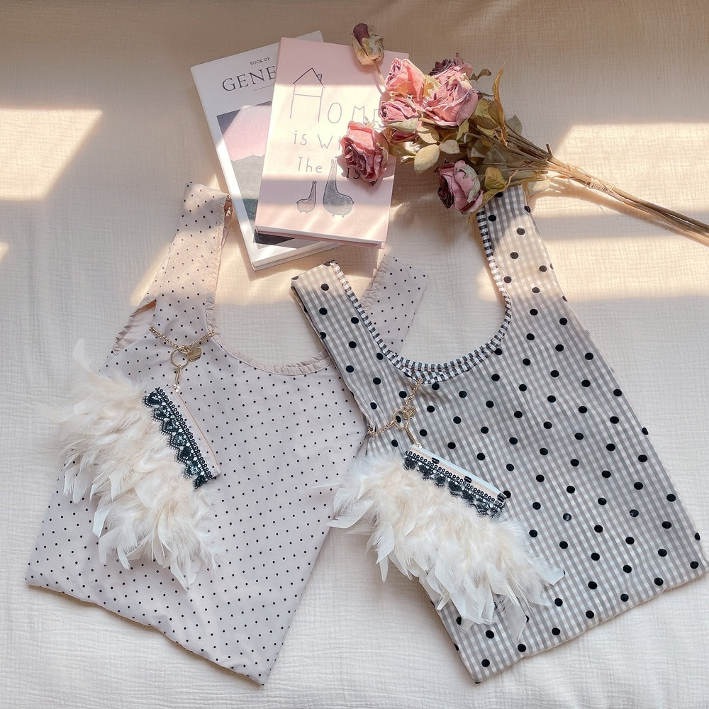 ポーチ付バッグ Balloon Marche【ギンガム/大ドット】