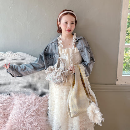 フリルバッグ Tweedy Bebe【ミックスホワイト】2サイズ