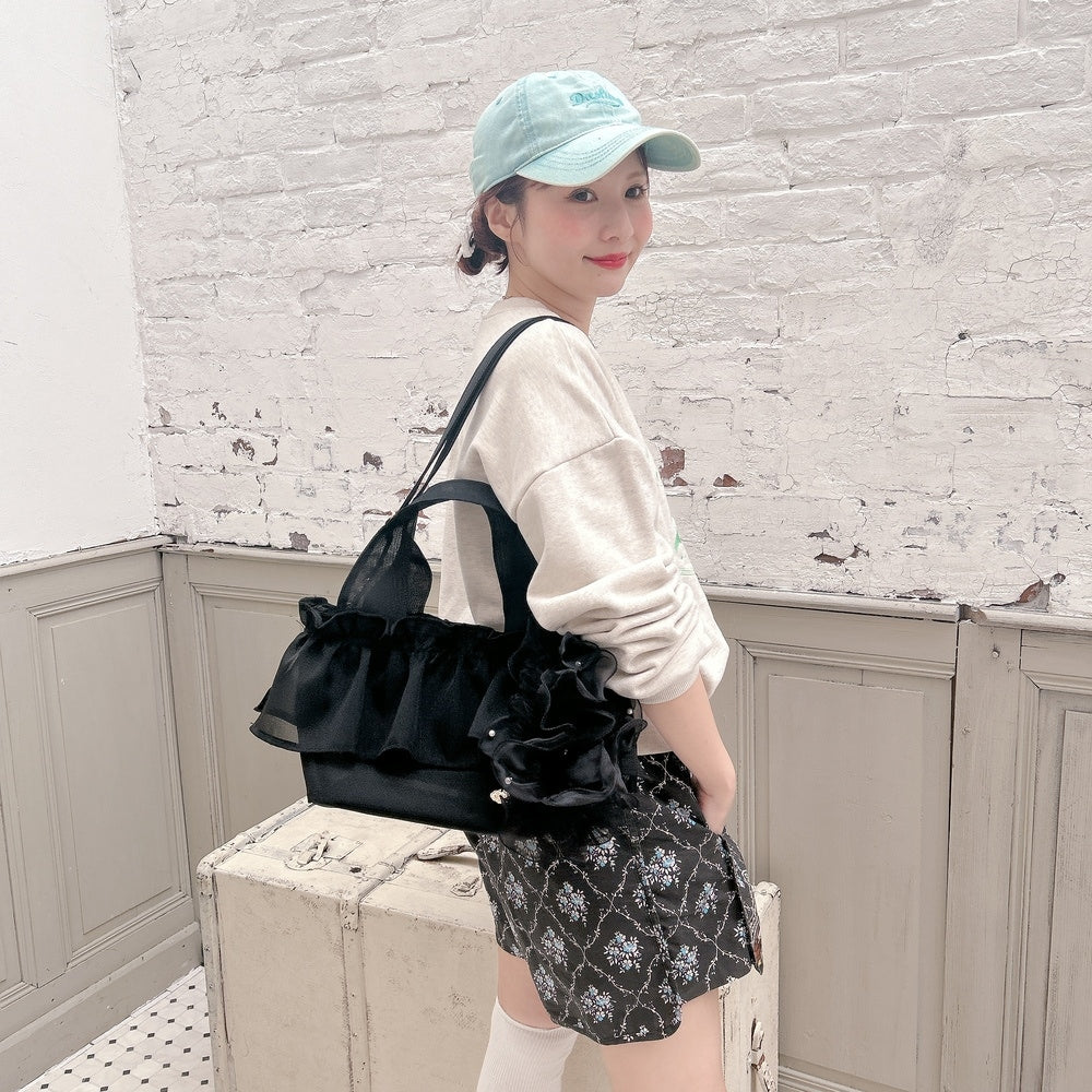 【美品】Sahabyelliee サハバイエリー レギュラーフリルバッグ 黒 フリルバッグ Tutu Bebe【レギュラー】 – Saha by elliee