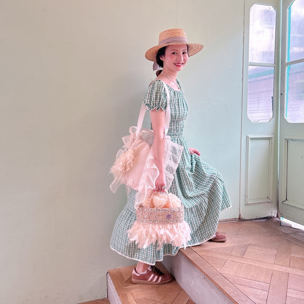 ★Ginghamシャーリングワンピース