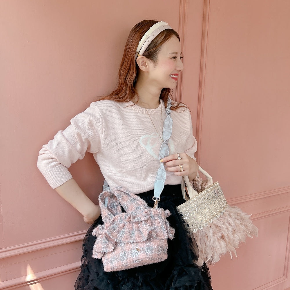 フリルバッグ Tweedy Bebe【ピーチ×シルバー】2サイズ