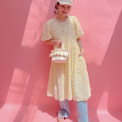 ミニフリルバッグ Quilting Frill Bebe【バニラ/ホットピンク/カーキ/ギンガム/ラベンダー/ミルクティ】