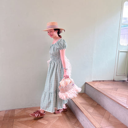 ★Ginghamシャーリングワンピース