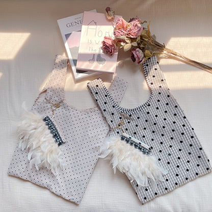 ポーチ付バッグ Balloon Marche【無地ドット】