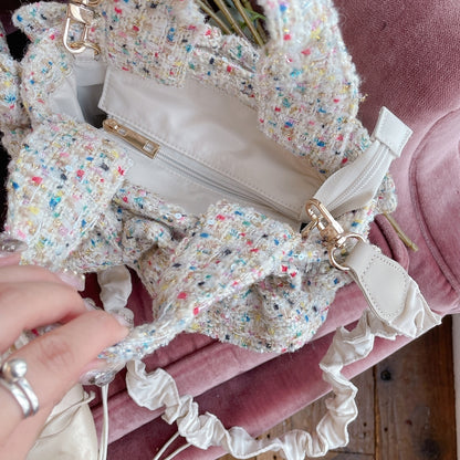 フリルバッグ Tweedy Bebe【ミックスホワイト】2サイズ