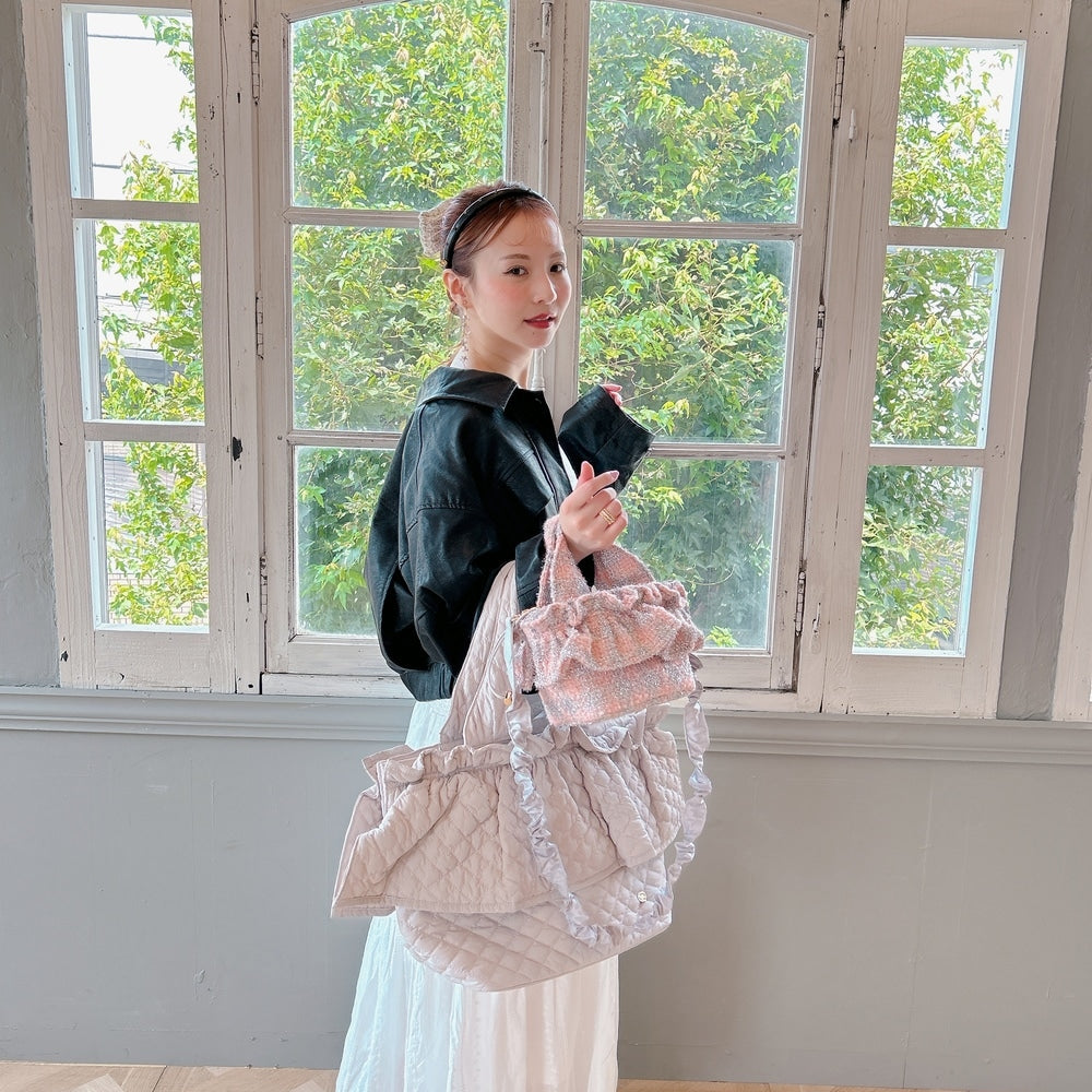 フリルバッグ Tweedy Bebe【ピーチ×シルバー】2サイズ