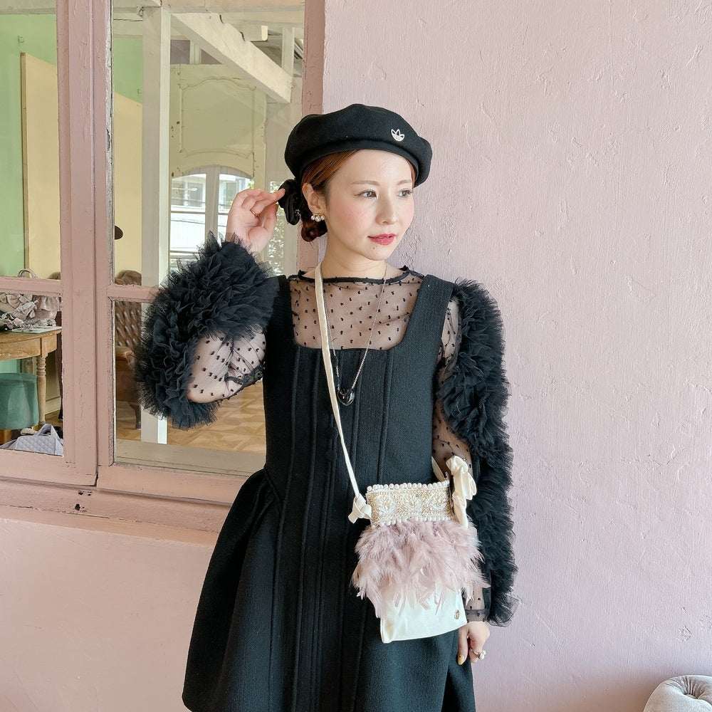 ミニサコッシュ Wintry Meghan アイボリー＆ホワイト