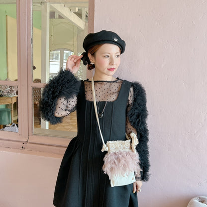 ミニサコッシュ Wintry Meghan アイボリー＆ホワイト