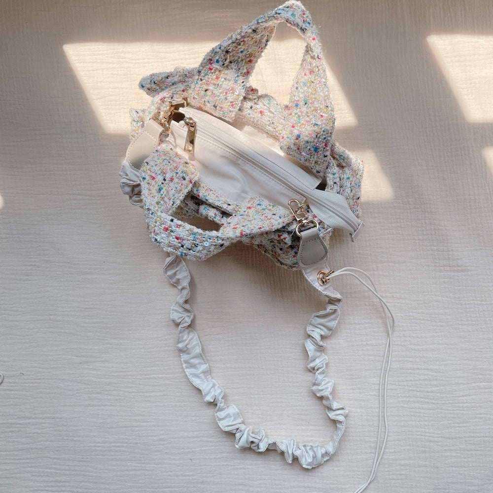 フリルバッグ Tweedy Bebe【ミックスホワイト】2サイズ